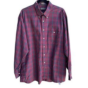 CC Courtenay Vintage Mens Red Plaid Grunge Long Sleeve Cotton‎ Button-Down Shirt
